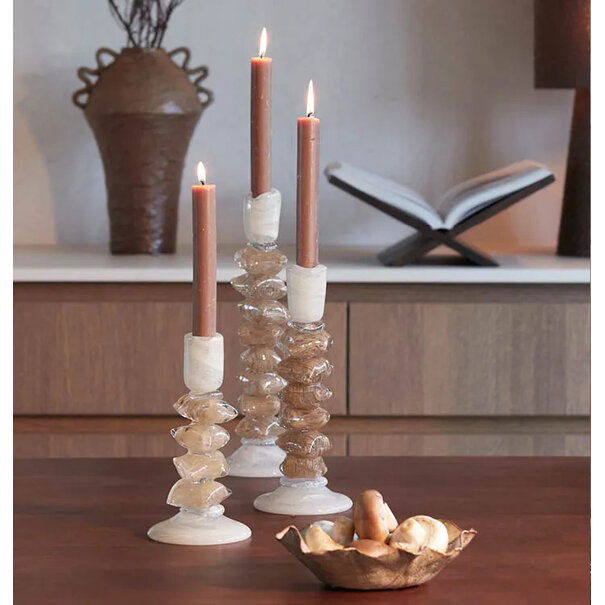 Light en Living Kandelaar Ø11,5X35 Cm ESTINA creme+bruin