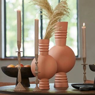 Vaas deco Ø14x40 cm KAVANSI mat terra-roze