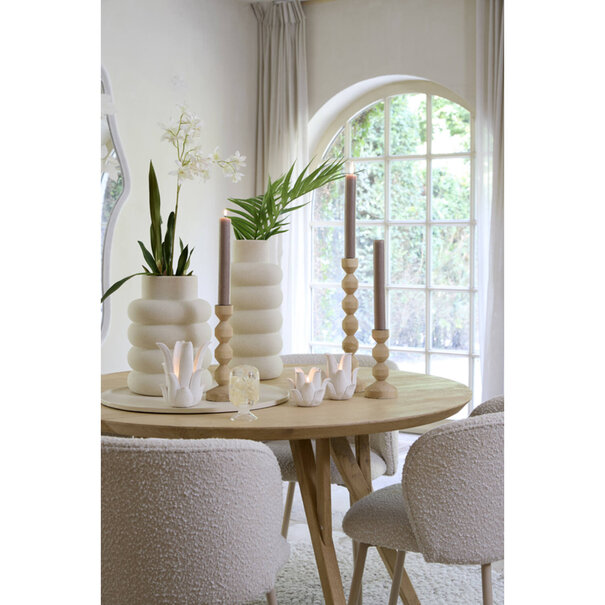 Light en Living Vaas deco Ø20x42 cm TRIORA keramiek mat crème