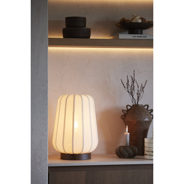 Light en Living Tafellamp Ø30x41,5 cm BIBURY hout print donker bruin+wit