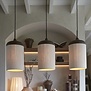 Hanglamp 3L 90x22x32 cm DANIA hout print d bruin+touw crème