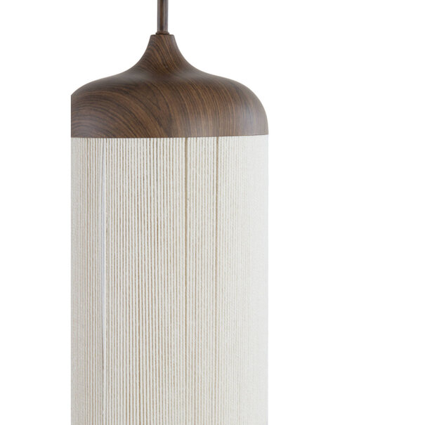 Light en Living Hanglamp 3L 90x22x32 cm DANIA hout print d bruin+touw crème