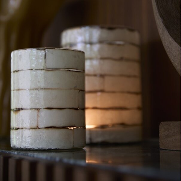 Light en Living Theelicht Ø14x20 cm DRONERI glas helder+Crème