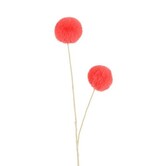 Kunstdeco Pom Pom Set van 3 takken oranje - 16 x 16 x 75 cm