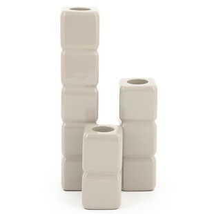 Set van 3 kandelaren Cube – taupe