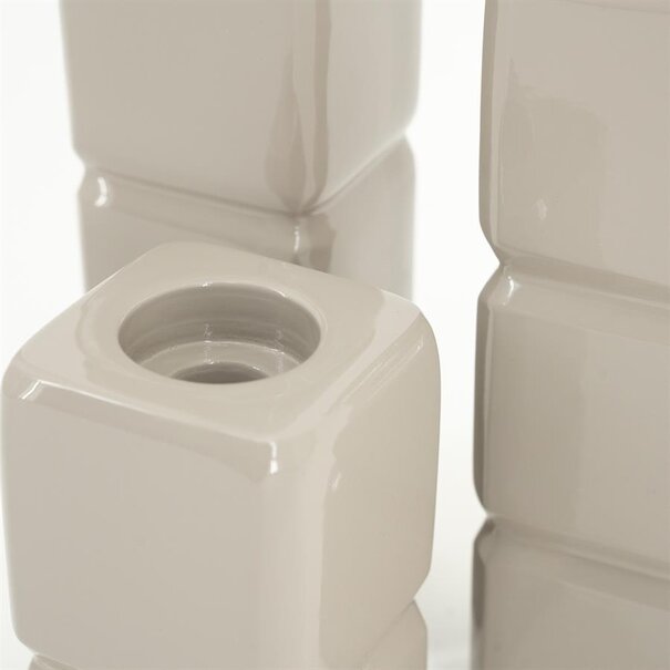 By Boo Set van 3 kandelaren Cube – taupe