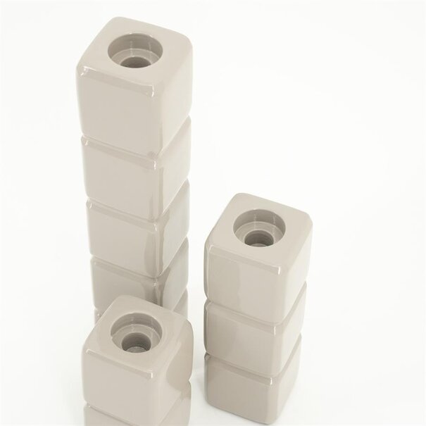 By Boo Set van 3 kandelaren Cube – taupe