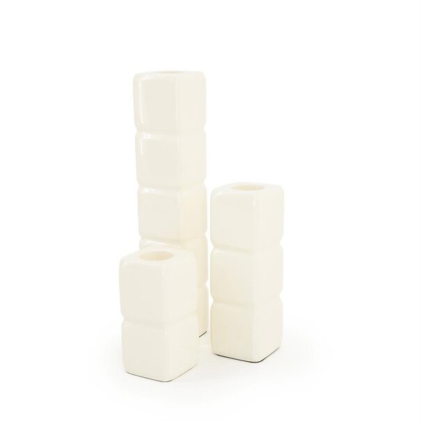 By Boo Set van 3 kandelaren Cube - beige