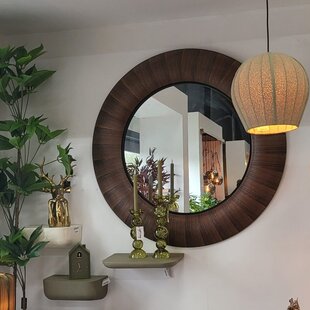 Spiegel Gezzy Natural wooden curl frame rond