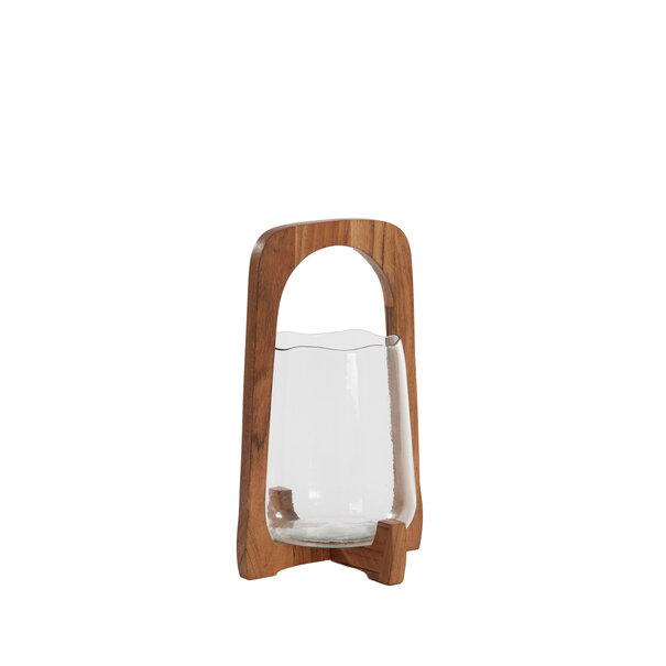 Light en Living Windlicht Ø21,5x35 cm ANOSY glas  helder+hout naturel
