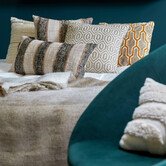 Kussen 45x45 cm JEMBANA velvet zand+okergeel