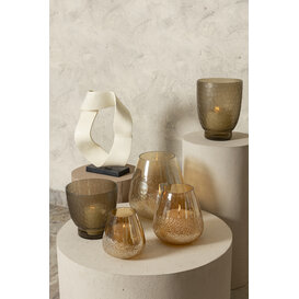 Ameara Amber glas rond taps windlicht S