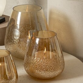 Ameara Amber glas rond taps windlicht M