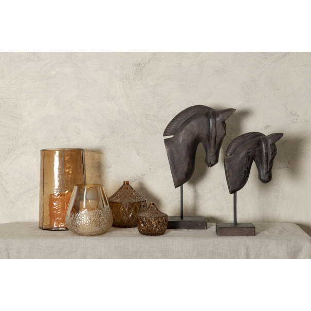 PTMD Ameara Amber glas rond taps windlicht M