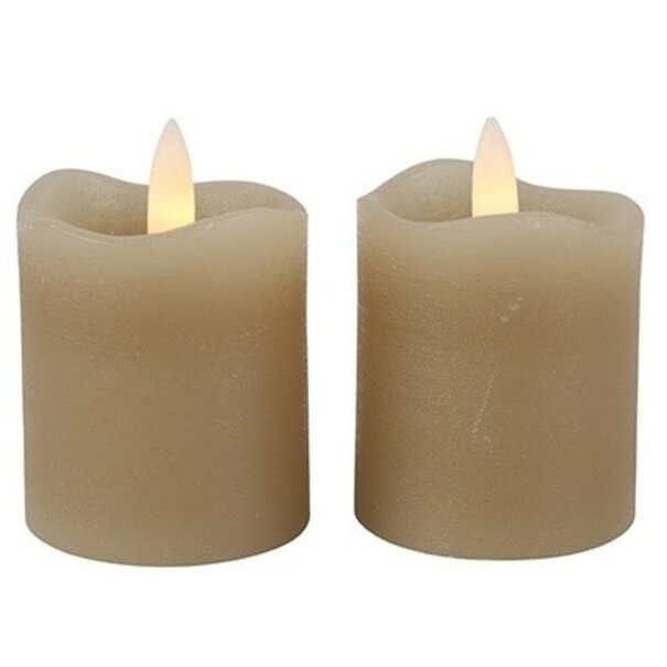Countryfield Stompkaars rustiek Ø 5 cm Led Lyon beige set van 2