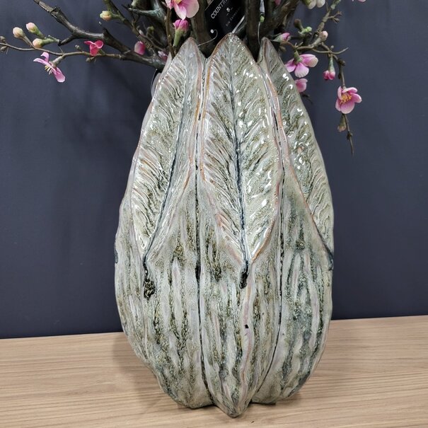 Countryfield Vaas Levi Leaf L groen - 23,5 x 23,5 x 37,5 cm