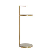 Bijzettafel Ø26x76 cm LEDA travertin bruin+brons