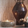 Theelichthouder Ø20,5x7,5 cm OTHONI keramiek bruin