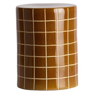 Bijzettafel Ø33x44 cm MAUCHO keramiek cognac+crème