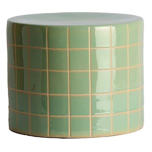 Bijzettafel Ø42x34 cm MAUCHO keramiek licht groen+crème