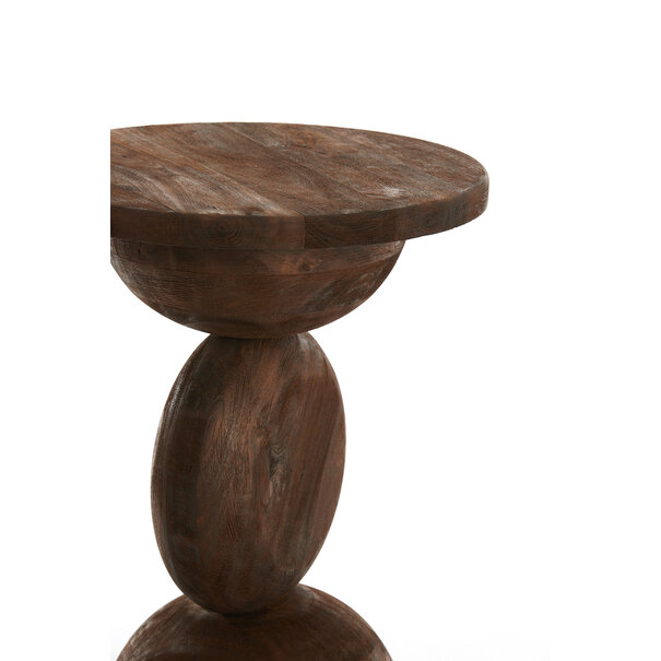 Light en Living Bijzettafel Ø40x50 cm MIRTO hout mat donker bruin