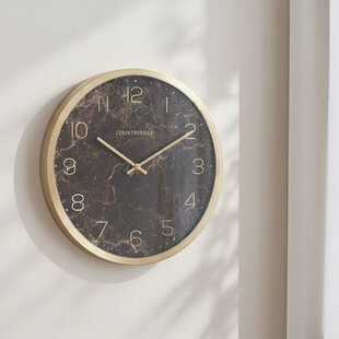 Wandklok Copper L goud/bruin marmer