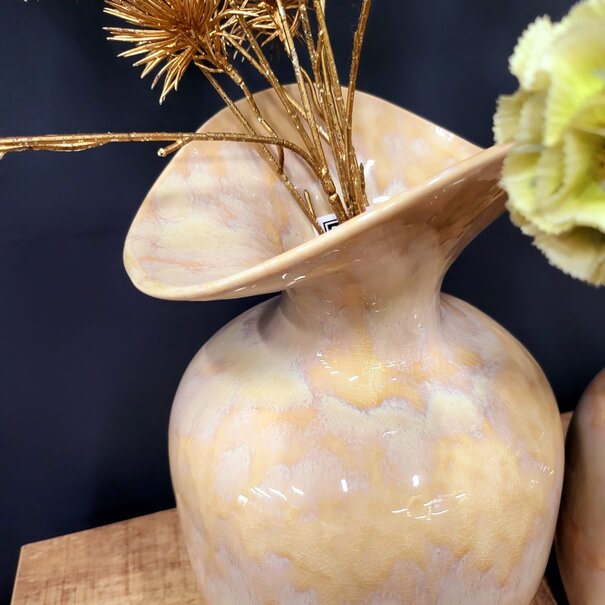 Light en Living Vaas deco 17x16x28 cm MARILLO keramiek light peach