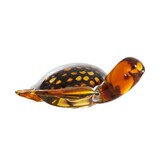 Ornament 15,5x14,5x7 cm TURTLE glas amber+amber-zwart