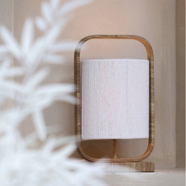 Light en Living Tafellamp 22,5x15x37,5 cm LECCE houtprint + touw naturel