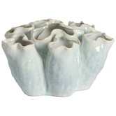 Vaas deco Ø28x38 cm ZELATA keramiek crème+taupe