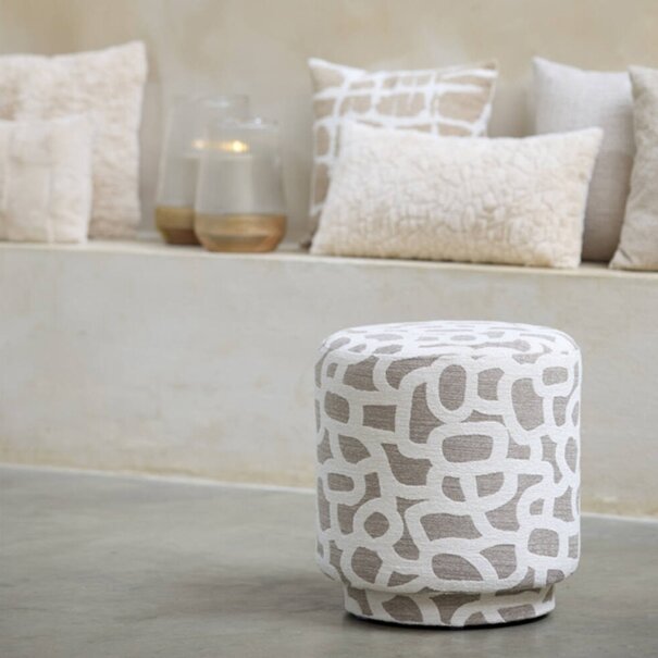 Light en Living Poef Ø40x44 cm DAVONTE taupe+beige