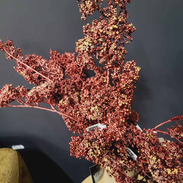 PTMD Kunsttak Leaves Plant metallic burgundy viburnum spray