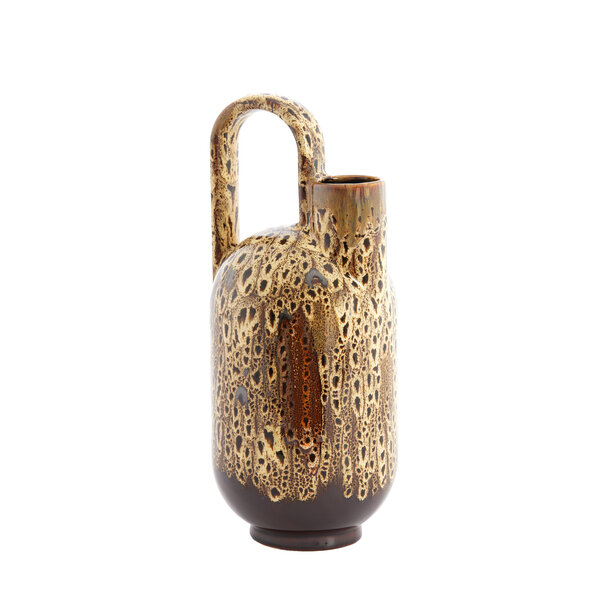 Light en Living Vaas deco 16,5x15,5x37 cm SERRES keramiek donkerbruin + creme + oranje