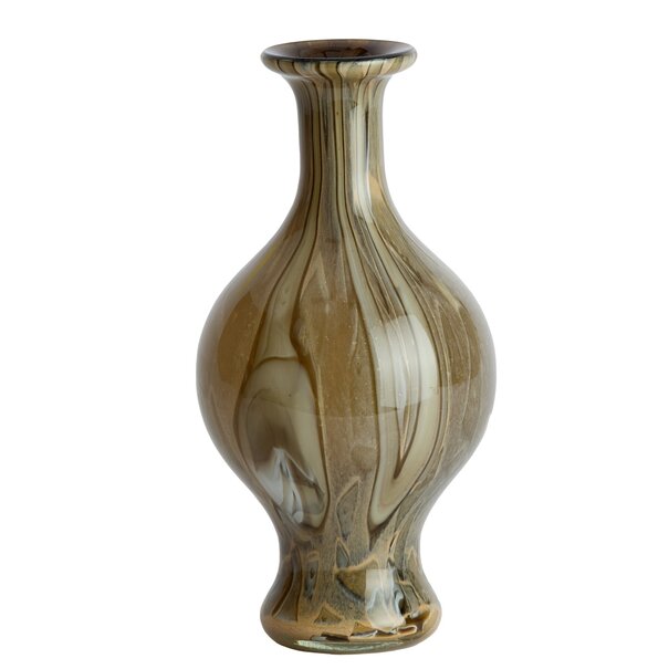 Light en Living Vaas Ø14,5x29,5 cm JORVEN glas taupe + olijfgroen