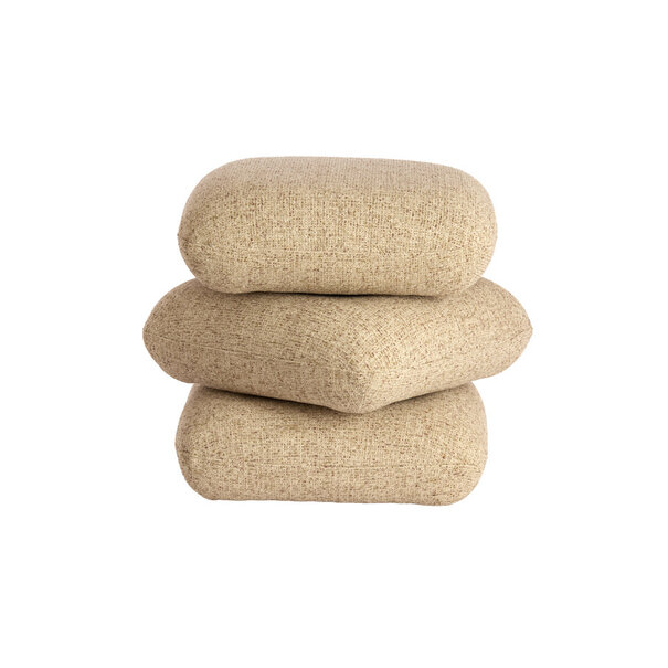 Light en Living Poef 44,5x44,5x44,5 cm LAURIE licht grijs - crème