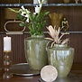 Vaas deco Ø30X32 cm TALEA keramiek olijfgroen-creme