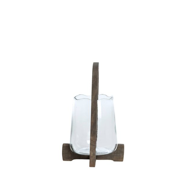 Light en Living Windlicht Ø18x26,5 cm ANOSY glas helder+hout mat d bruin