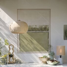 Wandornament 90x3,5x120 cm MAREYA olijfgroen+crème