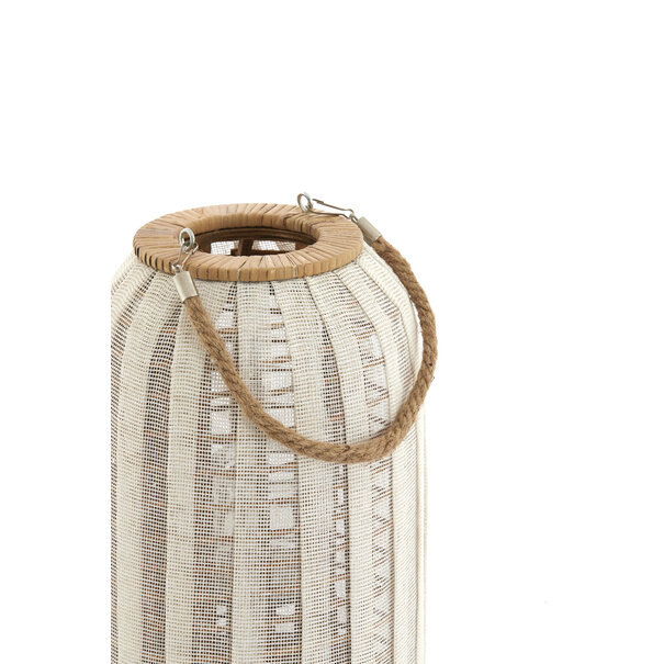 Light en Living Windlicht Ø21x35 cm YLINA linnen naturel+hout naturel