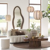 Vloerlamp SOLUNE Ø35x165 cm Naturel + Crème