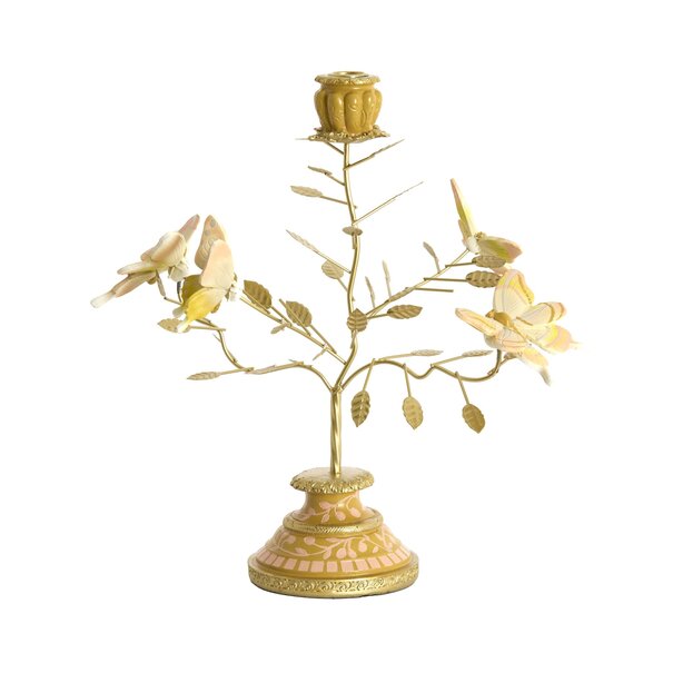 Light en Living Kandelaar 35,5x18x37,5 cm BUTTERFLY lichtroze+lichtgoud