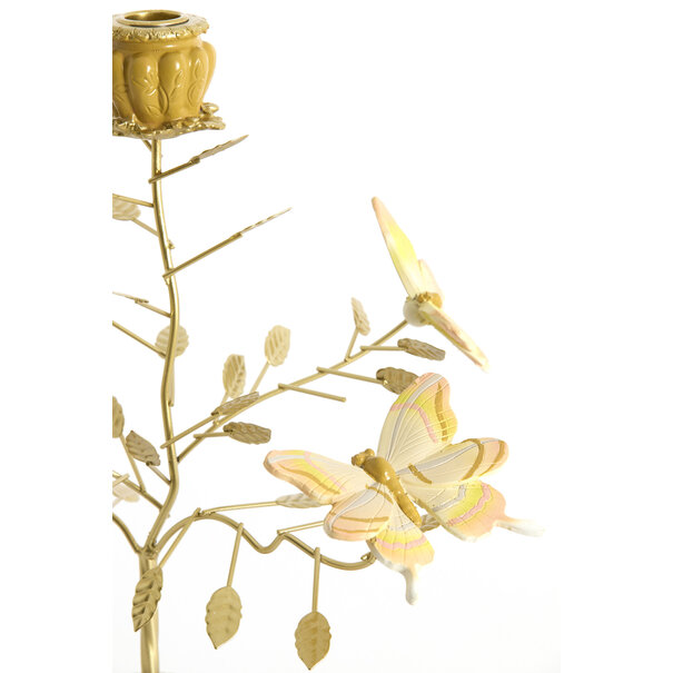 Light en Living Kandelaar 35,5x18x37,5 cm BUTTERFLY lichtroze+lichtgoud