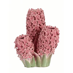 Vaas deco 35,5x32x41 cm FLOWER keramiek roze+groen