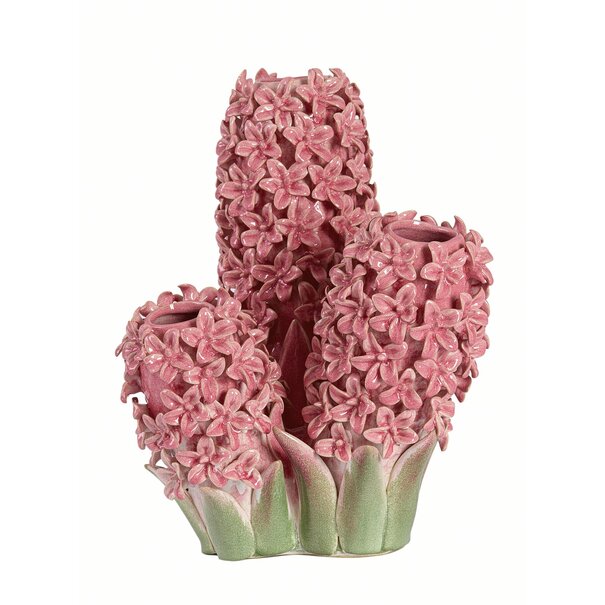 Light en Living Vaas deco 35,5x32x41 cm FLOWER keramiek roze+groen