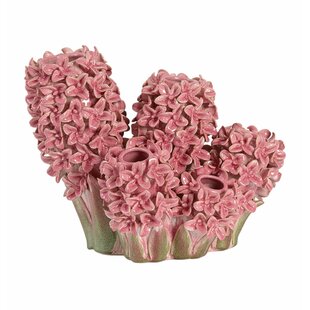 Vaas deco 35x21x28 cm FLOWER keramiek roze+groen