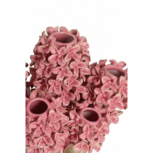 Light en Living Vaas deco 35x21x28 cm FLOWER keramiek roze+groen