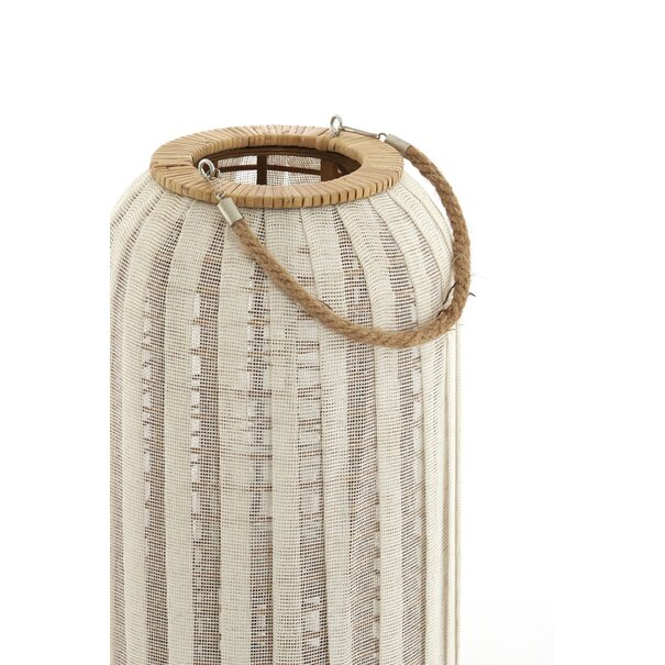 Light en Living Windlicht YLINA Ø26x47 cm – Linnen Naturel & Hout