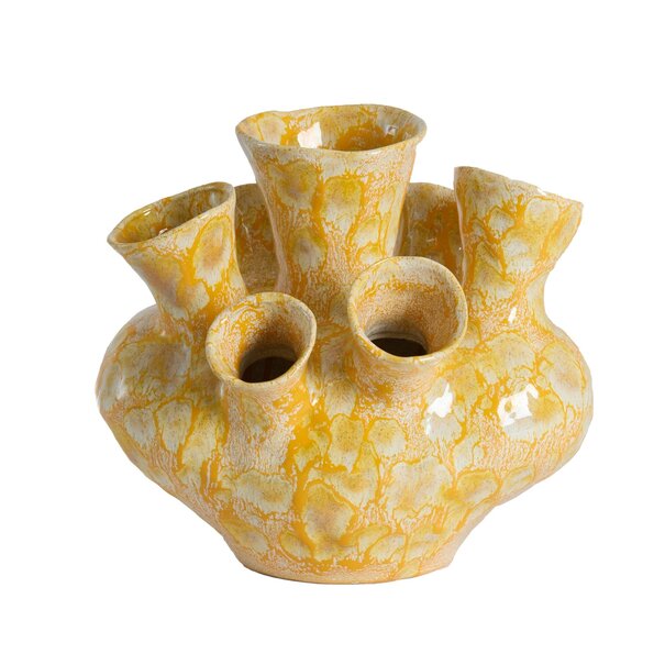 Light en Living Vaas deco  28,5x26x26 cm SIAJO keramiek geel-oranje