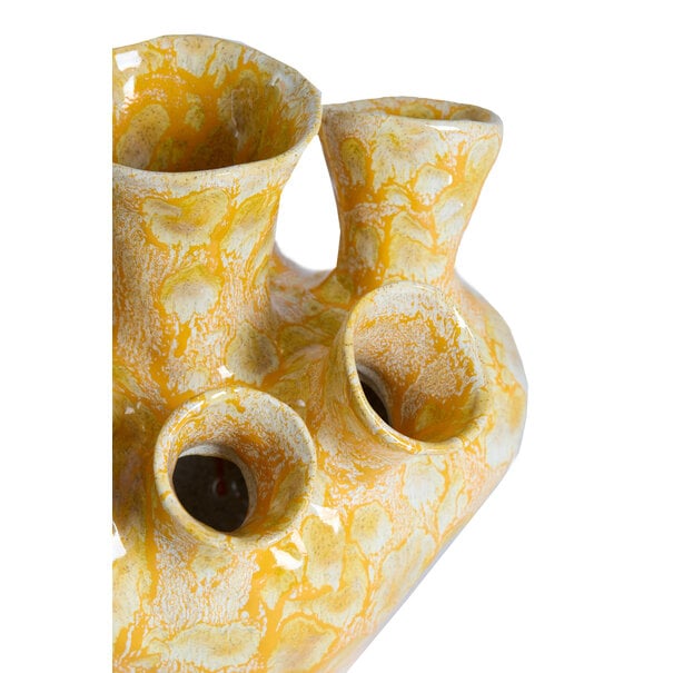 Light en Living Vaas deco  28,5x26x26 cm SIAJO keramiek geel-oranje