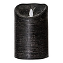 LED Licht Kaars rustic zwart met beweegbare vlam